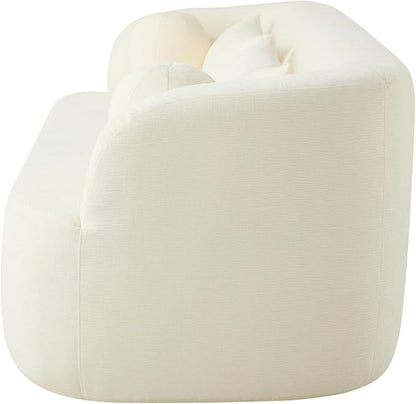 86" Chenille Cloud Loveseat Couch - Frameless Memory Foam Sofa with Pocket Springs | No Assembly Luxury 3-Seater Modern Curved Floor Sofa in a Box for Living Room & Apartment | Breathable material