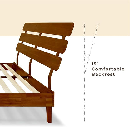 Bme Caden 15 Inch Deluxe Bed Frame with Adjustable Headboard - Mid Century, Retro Style with Acacia Wood - No Box Spring Needed - 12 Strong Wood Slat Support - Easy Assembly - Dark Chocolate, King