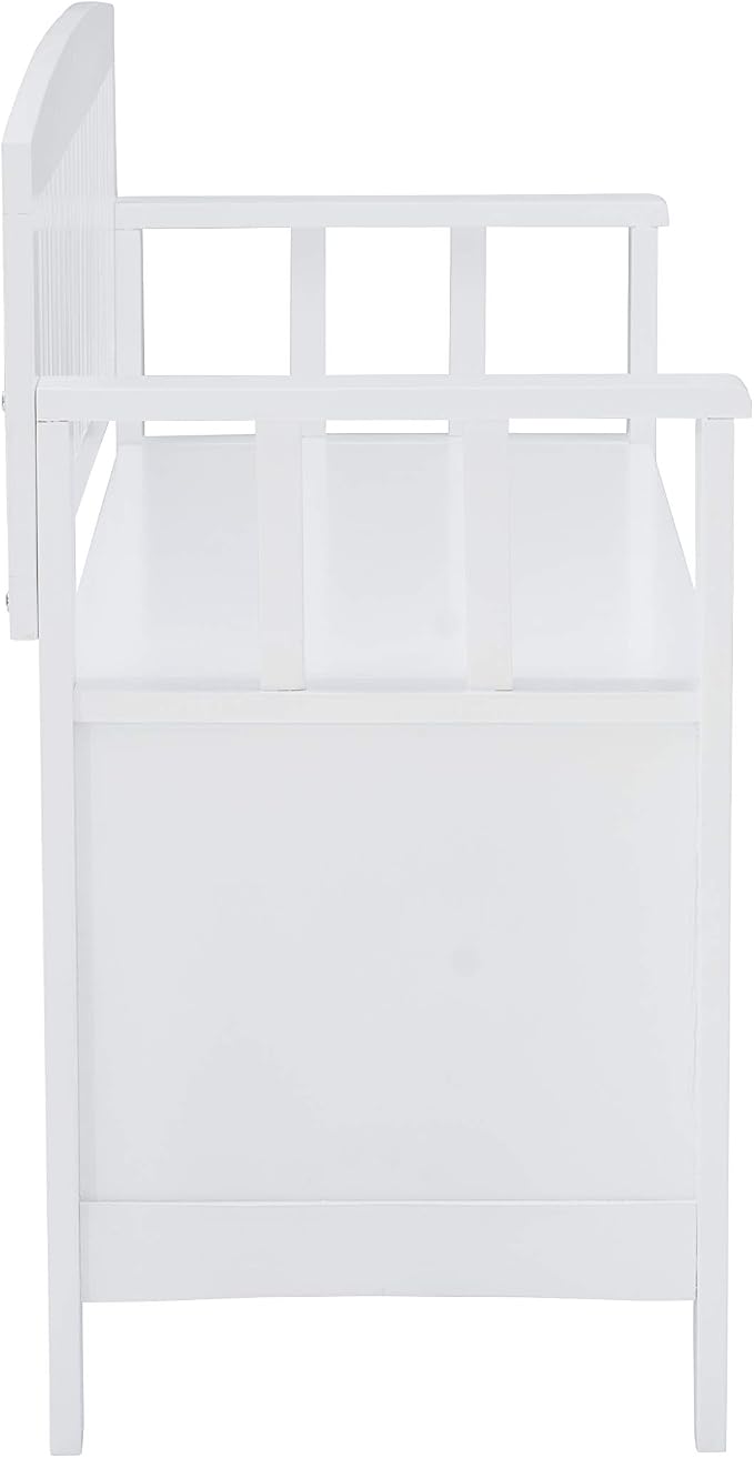 Cynthia White Storage Bench with Flip-Top Lid and Hidden Storage Space by Linon