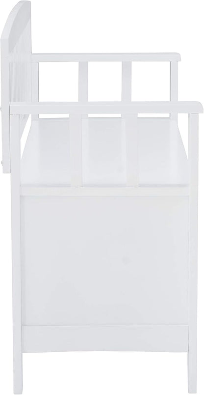 Cynthia White Storage Bench with Flip-Top Lid and Hidden Storage Space by Linon