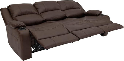 RecPro RV Recliner Charles 80" Powered Triple Wall Hugger | Drop Down Console | RV Furniture with Upgraded 2023 Fabric (Mahogany)