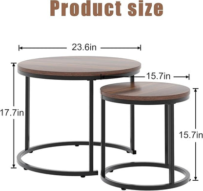 Garden 4 you Nesting Coffee Table Rustic Brown 2 Sets for Small Place Engineered Wood Sofa End Side Table for Living Room Cabin Bed Room Dining Room