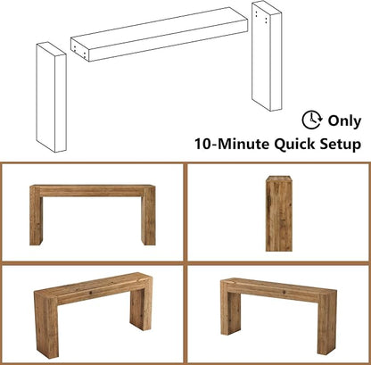 Reclaimed Solid Wood Console Table for Entryway, 63" Long Rectangular Sofa Table Behind Couch, Modern Farmhouse Hallway Entry Table for Living Room, Hallway, Foyer, 10 Mins Easy Assembly