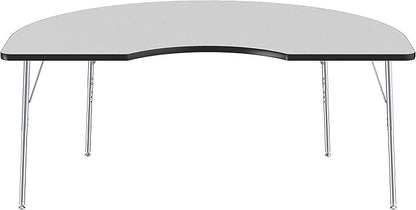 Factory Direct Partners 10093-149 Kidney Activity School and Office Table (48" x 72"), Silver Standard Legs with Swivel Glides, Adjustable Height 19-30" - Gray Top and Black Edge