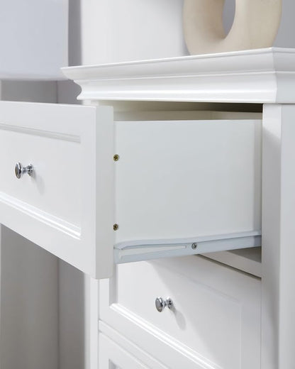 Tall Skinny Dresser for Bedroom with 7 Drawers, White Narrow Wood Dresser | Tall Vertical Chest of Drawers Dresser for Closet Storage, Silent Glide System, Zinc Alloy Knobs, 20" W x 16.5" D x 52" H