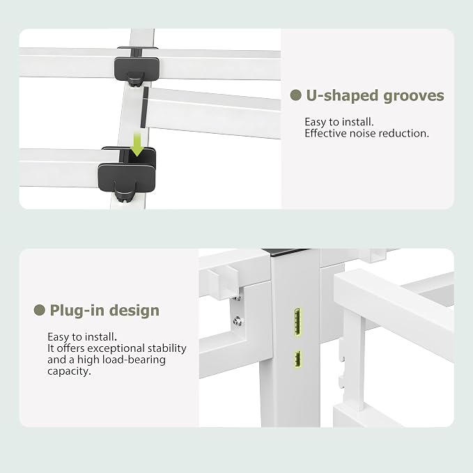NKZ 20 Inch Full Size Bed Frame, Metal Bed Frame & Box Spring 2 in 1 Platform with Round Corner Legs, 4000lbs Weight Capacity Reinforced Metal Frame, Headboard Hole, Noise-Free, Easy Assembly.