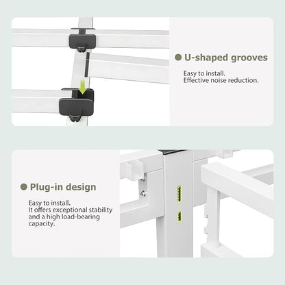 NKZ 20 Inch Full Size Bed Frame, Metal Bed Frame & Box Spring 2 in 1 Platform with Round Corner Legs, 4000lbs Weight Capacity Reinforced Metal Frame, Headboard Hole, Noise-Free, Easy Assembly.