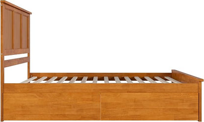 AFI, Madison King Solid Wood Platform Bed with Matching Footboard & Storage Drawers, Light Toffee