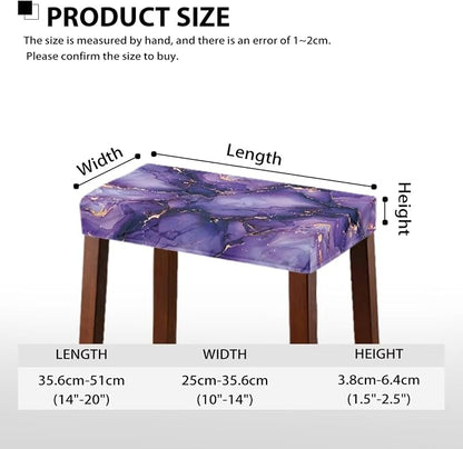 Drak Purple Marble Bar Stool Seat Covers Rectangle Stool Covers Set of 2 Bench Covers Slipcover Rectangle Stretch Counter Height Bar Stools Slipcovers Counter Stool Covers Saddle Seat Cover