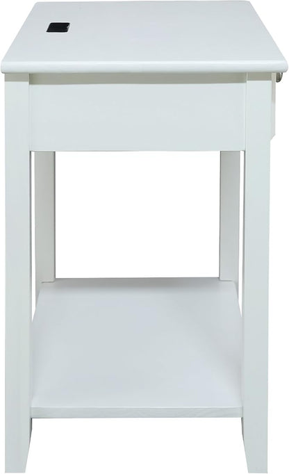 Casual Home Owl White Night Stand with USB Port , 17.5 in x 14.25 in x 24.5 in (W x L x H)