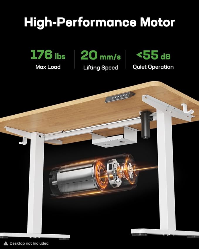 Marsail Standing Desk Frame,Electric Standing Desk Legs with Powerful Motor,Height-Adjustable Desk Frame with 176 lbs Max Load for Various Desktops,Stand up Desk Legs with 4 Memory Presets, Frame Only