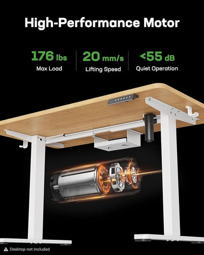 Marsail Standing Desk Frame,Electric Standing Desk Legs with Powerful Motor,Height-Adjustable Desk Frame with 176 lbs Max Load for Various Desktops,Stand up Desk Legs with 4 Memory Presets, Frame Only