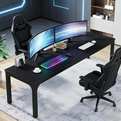 Practical Computer Desk,Rectangle Conference Table,Executive Desk(Only Table) (Black + Iron + MDF)