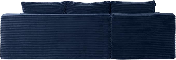 95-Inch U-Shaped Left Facing Corner Compressed Sofa Modular Sectional Boneless Cloud Sofa Floor Foam Couch W/Chaise Lounge & Ottoman, Corduroy Corner Boneless Cloud Couch