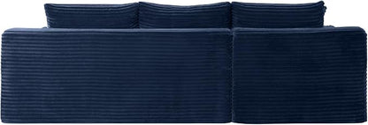 95-Inch U-Shaped Left Facing Corner Compressed Sofa Modular Sectional Boneless Cloud Sofa Floor Foam Couch W/Chaise Lounge & Ottoman, Corduroy Corner Boneless Cloud Couch