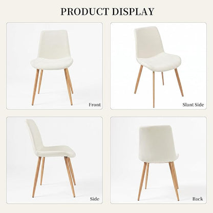 HIPIHOM Dining Chairs Set of 2, Mid-Century Modern Fabric Kitchen Chairs | Curved Backrest for Comfort, High-Density Sponge Padded Seat, Heat and Stain Resistant Surface, Sturdy Wood-Grain Metal Legs