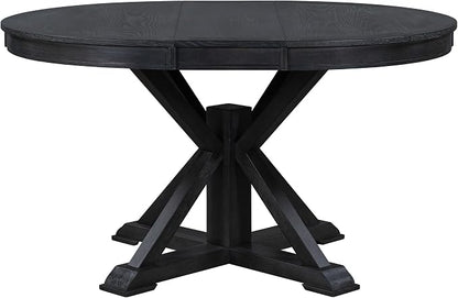 LUMISOL 42"-54" Extendable Round Dining Table for 4-6, Farmhouse Round to Oval Kitchen Table with 12" Removable Leaf and Pedestal Base, Wood Dinner Tables for Dining Room, Living Room, Espresso
