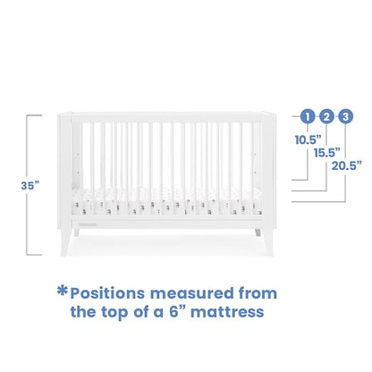 Delta Children Ollie 4-in-1 Convertible Crib - Greenguard Gold Certified, Bianca White