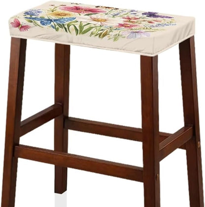 Wildflower Bar Stool Seat Covers Rectangle Stool Covers Set of 2 Bench Covers Slipcover Rectangle Stretch Counter Height Bar Stools Slipcovers Counter Stool Covers Saddle Seat Cover