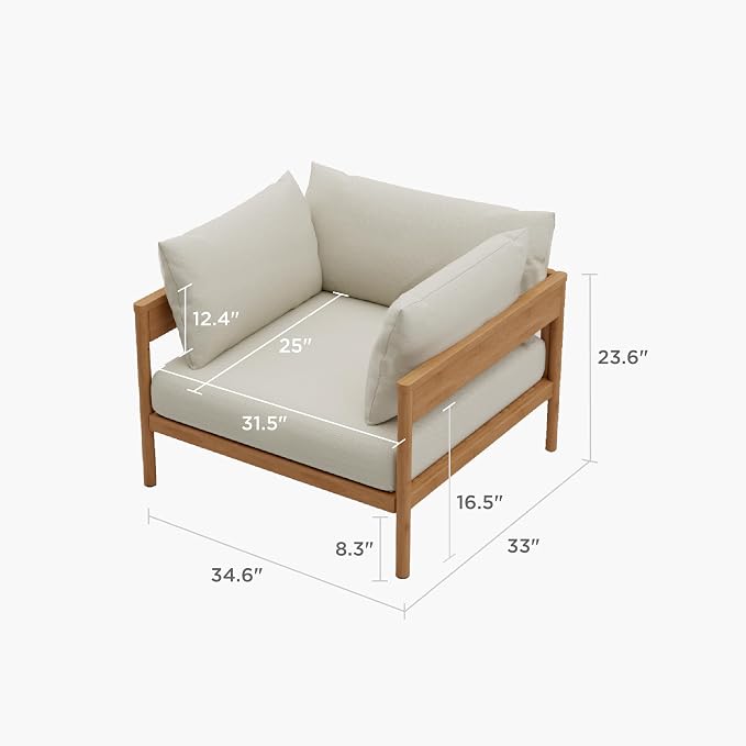 Acanva Vento Patio Outdoor Lounge Chair | All-Weather Aluminium Frame, Water-Resistant Olefin Cushions, Patio Conversation Sets for Backyard, Garden, Porch