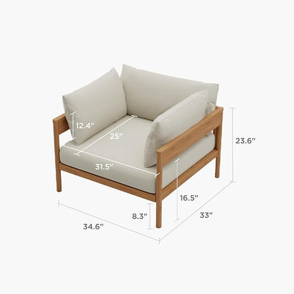 Acanva Vento Patio Outdoor Lounge Chair | All-Weather Aluminium Frame, Water-Resistant Olefin Cushions, Patio Conversation Sets for Backyard, Garden, Porch