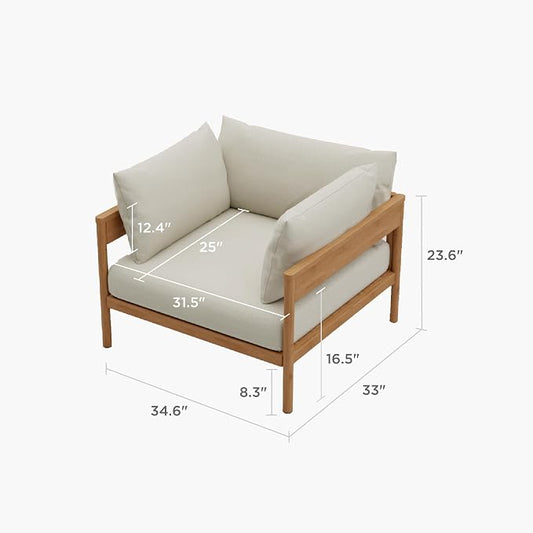 Acanva Vento Patio Outdoor Lounge Chair | All-Weather Aluminium Frame, Water-Resistant Olefin Cushions, Patio Conversation Sets for Backyard, Garden, Porch