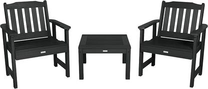 Highwood AD-KITCHGL2-BKE 2 Lehigh Garden Chairs with 1 Square Side Table 3-Piece Set, Black