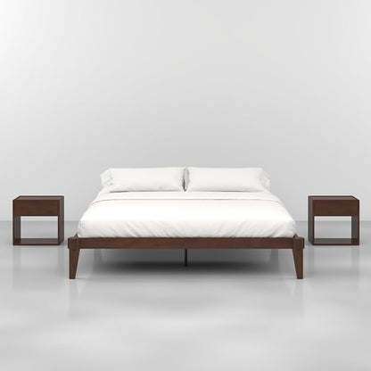 Bme Chalipa 14” King Bed Frame - Solid Wood Platform Bed - Japanese Joinery Bed Frame - Wood Slat Support - No Box Spring Needed - Easy Assembly - Minimalist & Modern Style, Walnut