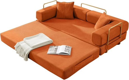 HANXIN Convertible Sleeper Sofa Bed, 78 Inch Folding Floor Mattress Couch with Fixed-Shape Frame, Futon Boneless Couch Lounge Loveseat with Pull Out Bed, No Assembly Required