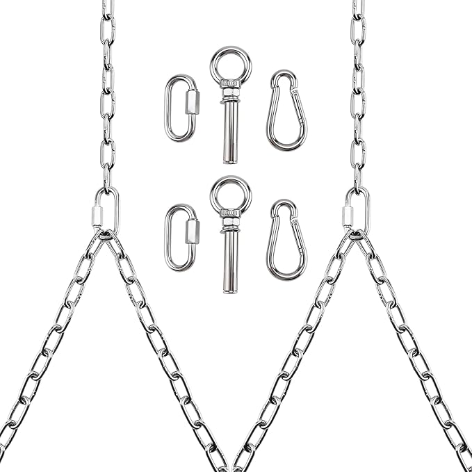 Yaeccc 2 Pack Heavy Duty Porch Swing Hanging Chain Kit,Hammock Chair Hardware for Indoor/Outdoor Hanging Chairs, Punching Bags, Rustproof, 770LB Capacity(Silver, 87'' Long Chain)