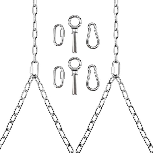 Yaeccc 2 Pack Heavy Duty Porch Swing Hanging Chain Kit,Hammock Chair Hardware for Indoor/Outdoor Hanging Chairs, Punching Bags, Rustproof, 770LB Capacity(Silver, 87'' Long Chain)