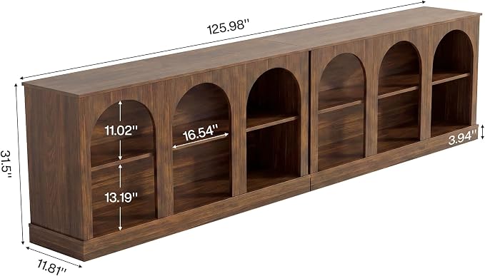 Tribesigns Farmhouse Console Table Set of 2, Extra Long Entryway Table with 3 Tier Storage, Wooden Rectangular Sofa Table Behind The Couch for Entrance, Hallway, Living Room, Dark Brown