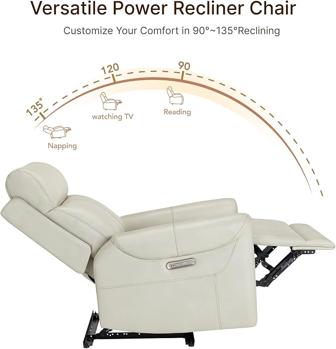KISLOT Leather Recliner Chair Set of 2, Wall Hugger RV Recliners with USB Charging Ports Electric Power Reclining Sofa for Living Room Home Theater Seating Bedroom