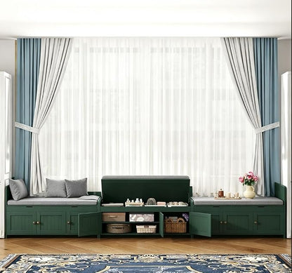 HOMEFORT 41.3" Shoe Bench with Lift Top Storage, Entryway Bench with Cushioned Seat, Wooden End of Bed Bench, Shoe Cabinet Bench with Hidden Storage Space, for Bedroom, Hallway,Green