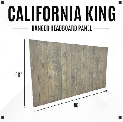 Barn Walls Solid Wood Headboard Gray Fog Oil-Based Finish with Smooth Natural Wood Grain, Wall-Mounted Panels, Adjustable Height, Rustic Coastal Bedroom, Built to Last, California King Size Head Board
