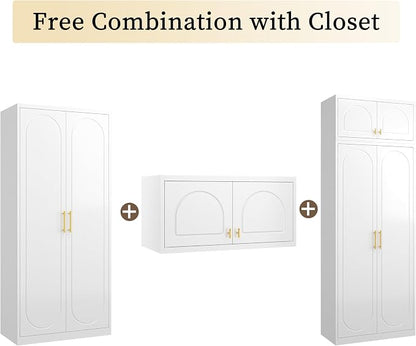 32" Metal Wall Cabinet 2 Doors,Black Hanging Cabinets with Handle,Metal Wardrobe Cabinets,Armoire Wardrobe Closet,Clothes Storage Cabinet for Bedroom, Office, Laundry Room