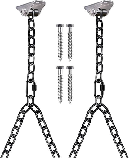 BeneLabel 2Pcs 81" (6.75 ft) Heavy Duty Porch Swing Chain with Silent Swing Hanger 1000LB Capacity Black Hanging Chair Chain Hardware for Indoor Outdoor Bench Swing, Hammock Chairs