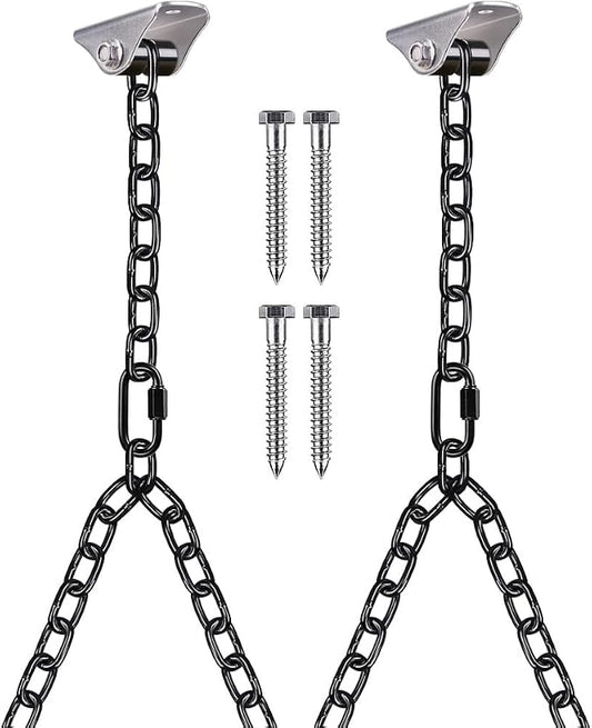 BeneLabel 2Pcs 81" (6.75 ft) Heavy Duty Porch Swing Chain with Silent Swing Hanger 1000LB Capacity Black Hanging Chair Chain Hardware for Indoor Outdoor Bench Swing, Hammock Chairs
