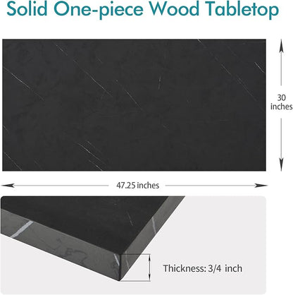 Kaboon Universal Tabletop 47.25"x30", Solid One-Piece Melamine Table Top, Double Desk L-Desk DIY, Home and Office,Cloud Atlas/Black Marble
