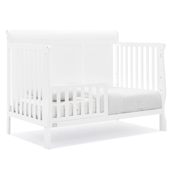 Simmons Kids Carter 6-in-1 Convertible Crib - Greenguard Gold Certified, Bianca White