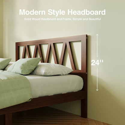 Novilla 12inch King Bed Frame Wooden King Bed Frame and Headboard, Solid Wood King Size Bed Frame with Headboard, No Box Spring Needed, Easy Assembly, Walnut
