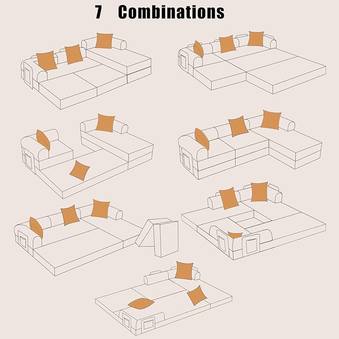 HANXIN 108" Modular Sectional Sofa,Futon Convertible Sofa Bed,Oversized Corduroy Boneless Couch for Living Room,Floor Loveseat Sleeper with Pull Out Bed,Free Combination,No Assembly Required (Yellow)