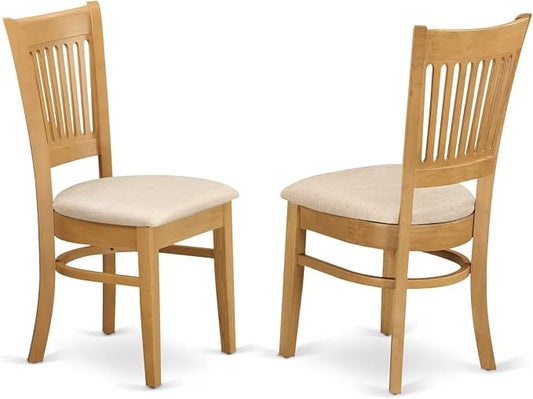 East West Furniture VAC-OAK-C Vancouver Dining Chairs - Linen Fabric Upholstered Wood Chairs, Set of 2, Oak