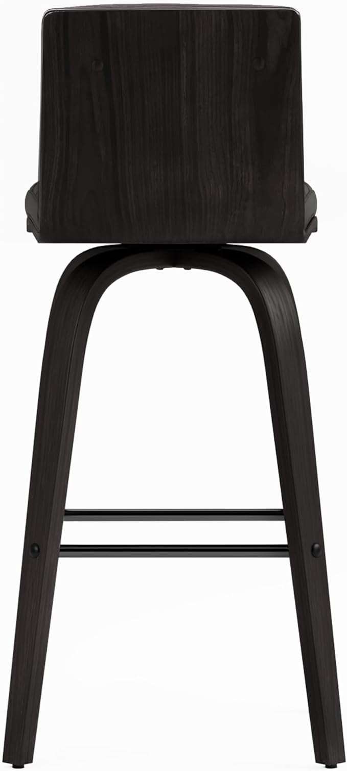 Armen Living Vienna Counter Height Barstool Brushed Wood Finish Faux Leather Kitchen and Dining, 26" Counter Height, Black/Gray, More color/size option