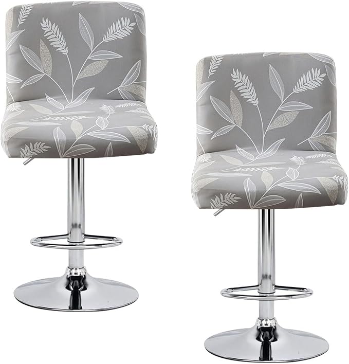 Levoberg Bar Stools Cover Set of 2 Printed Armless Swivel Barstools Slipcovers with Backs Stretch Square Counter Height Bar Stools Covers Mid Low Back Chair Cover for Kitchen Dining Room