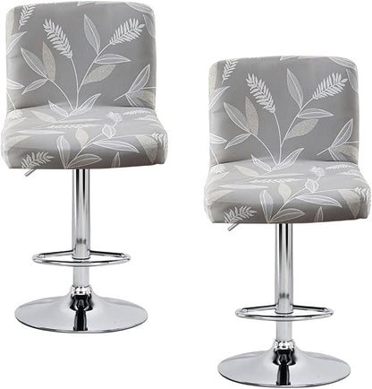 Levoberg Bar Stools Cover Set of 2 Printed Armless Swivel Barstools Slipcovers with Backs Stretch Square Counter Height Bar Stools Covers Mid Low Back Chair Cover for Kitchen Dining Room