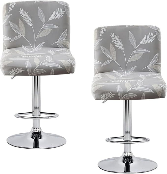 Levoberg Bar Stools Cover Set of 2 Printed Armless Swivel Barstools Slipcovers with Backs Stretch Square Counter Height Bar Stools Covers Mid Low Back Chair Cover for Kitchen Dining Room