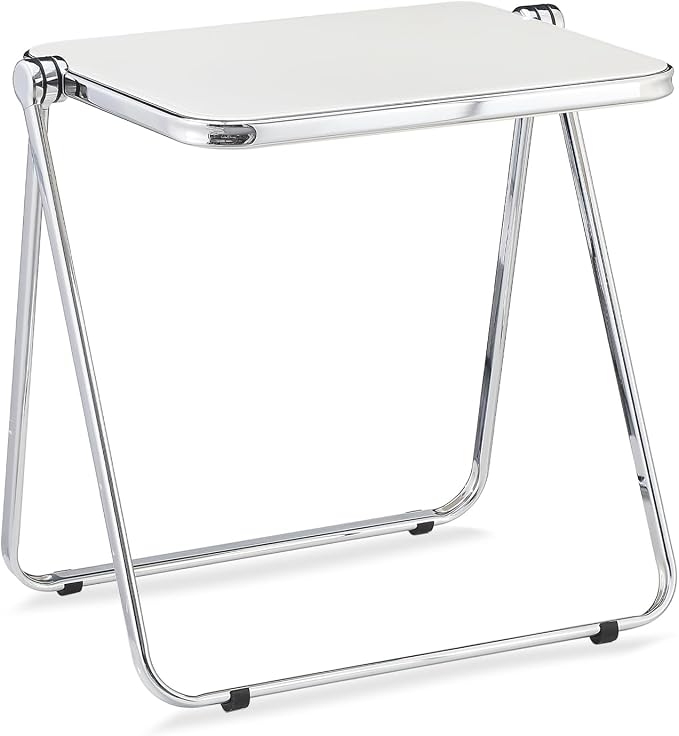 KAIHAOWIN Folding TV Tray Table Acrylic Foldable Table No Assembly Required Tiny Desk for Home Office Side Table Small Computer Desk for Small Spaces (White)