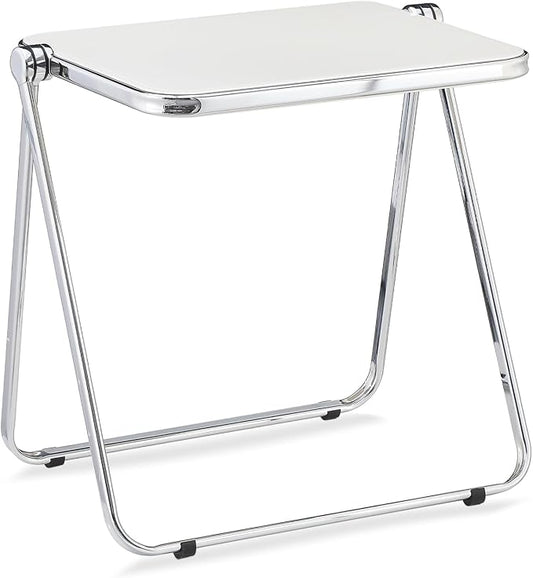 KAIHAOWIN Folding TV Tray Table Acrylic Foldable Table No Assembly Required Tiny Desk for Home Office Side Table Small Computer Desk for Small Spaces (White)