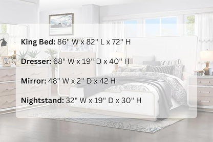 First of a Kind Dior Two Tone Luxury 4 Piece King Bedroom Set with Upholstered Tufted Headboard Modern Glam Design Coordinated Furniture Collection
